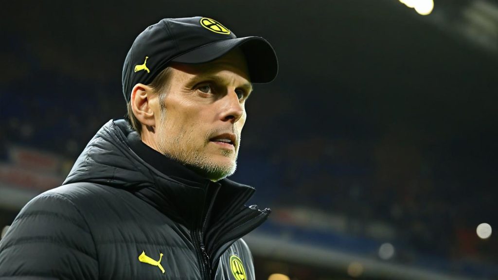 Thomas Tuchel тренує футболістів на футбольному полі