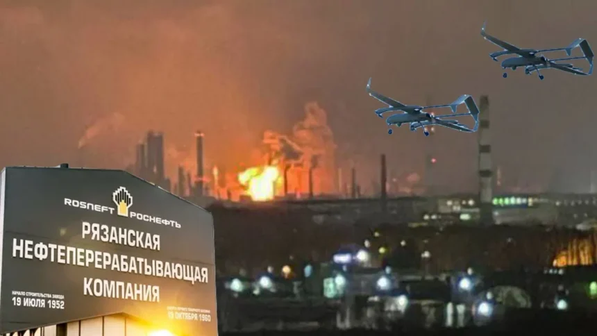 Рязань під атакою дронів: вогонь охопив НПЗ, на місці працюють рятувальники
